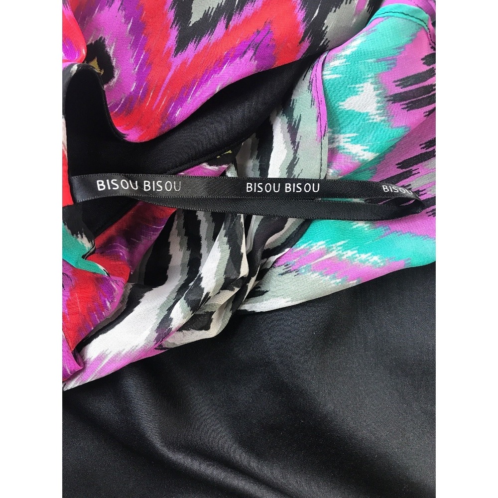 Bisou Bisou Michele Bohbot One Shoulder Dress Size 4 Zebra Geometric Print Black - Picture 11 of 12